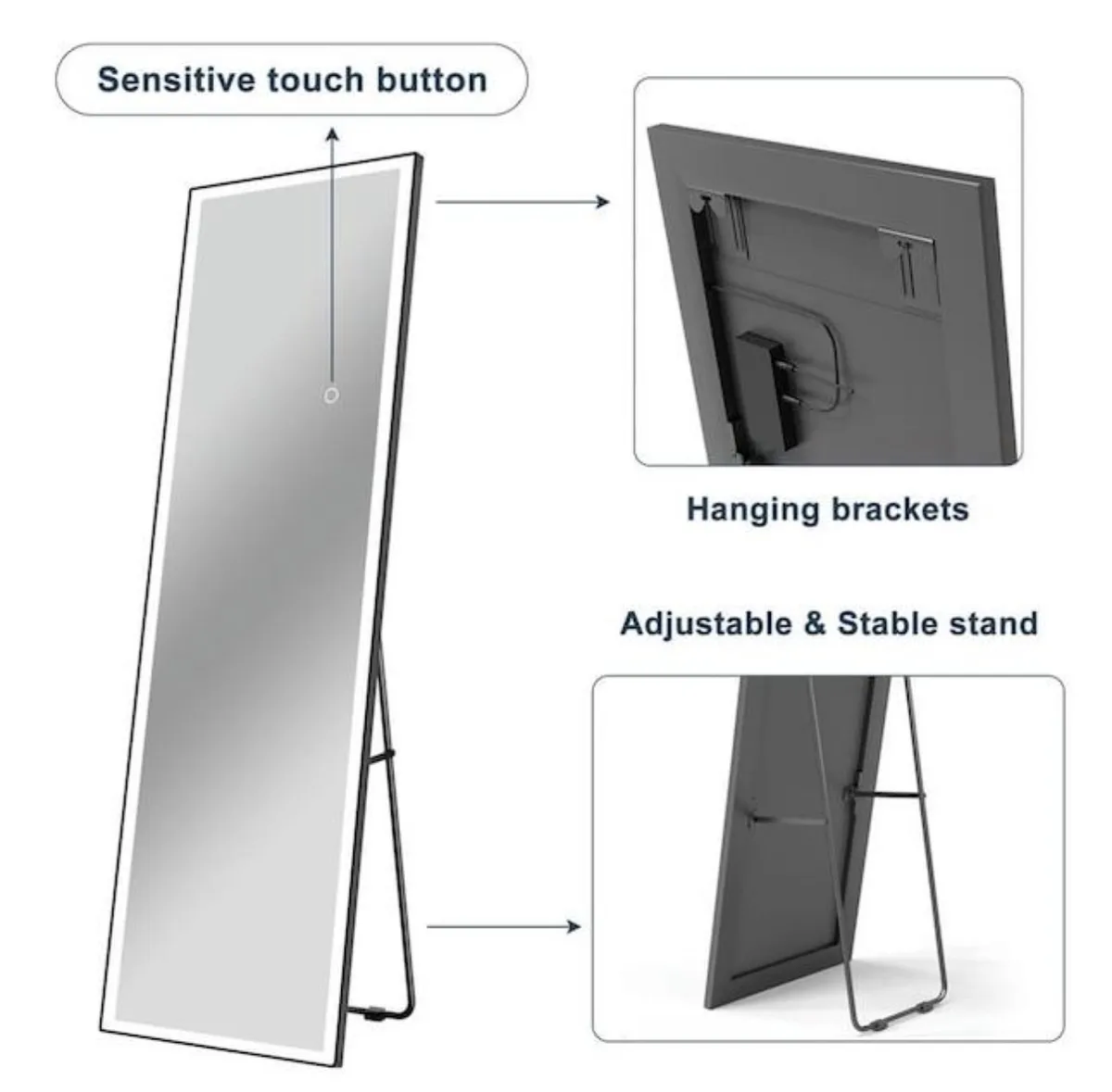 LED Full Length Mirror Size: 60x170CM