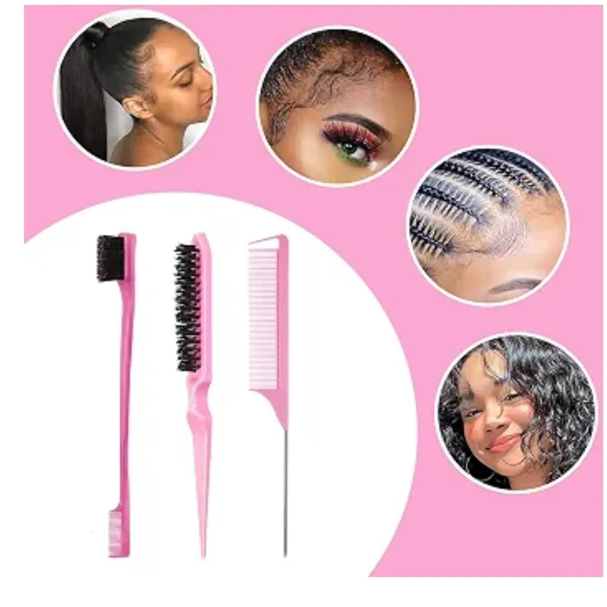 12 Pieces Hair Styling Comb Hair Brush Set - Pink