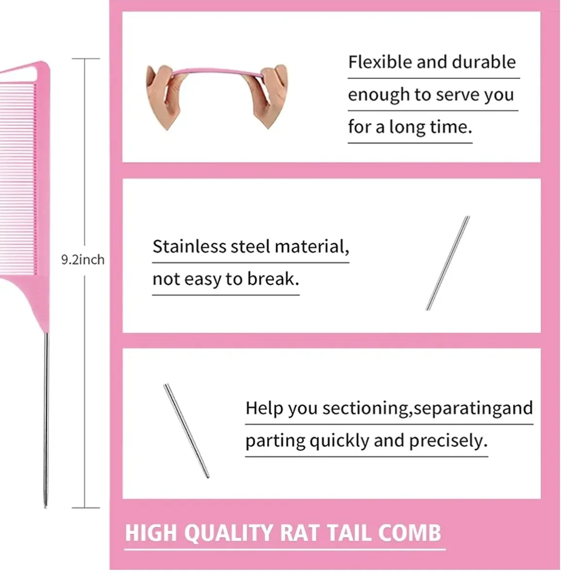 12 Pieces Hair Styling Comb Hair Brush Set - Pink
