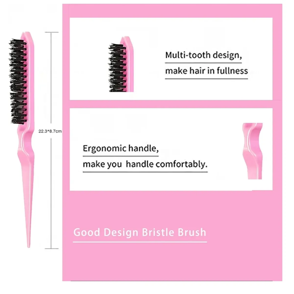 12 Pieces Hair Styling Comb Hair Brush Set - Pink
