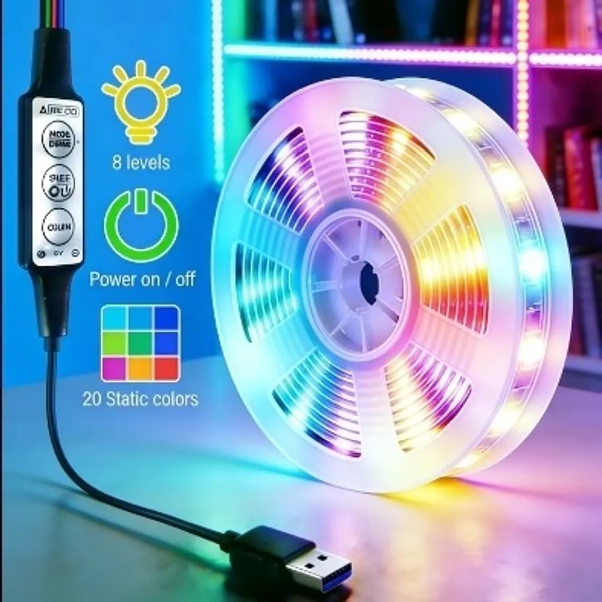 1M LED Light Strip 3Key Button Control