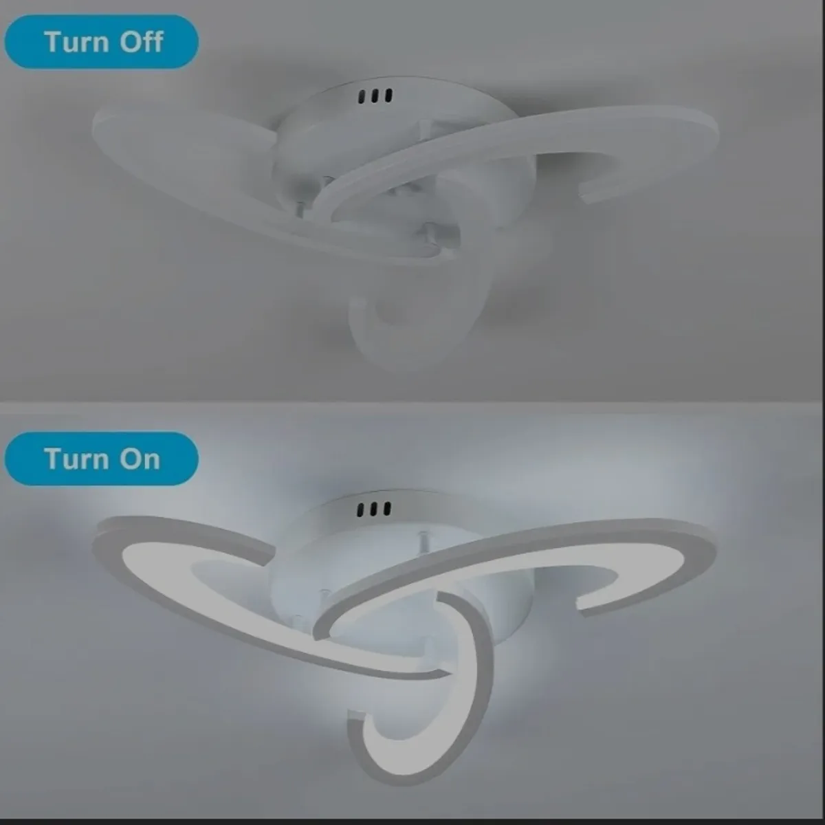 3-head curved acrylic LED flush mount ceiling lamp 110V,6500K