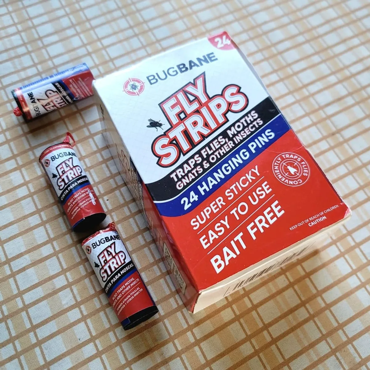 Fly Strips Indoor Sticky Hanging 24pk with Pins