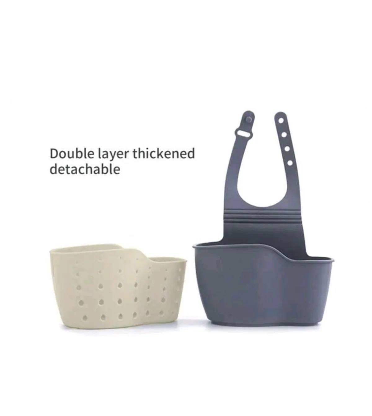 1PC Adjustable Snap Kitchen Sink Sponge Holder, Detachable Double Layer Drain Basket  For Sink Accessories