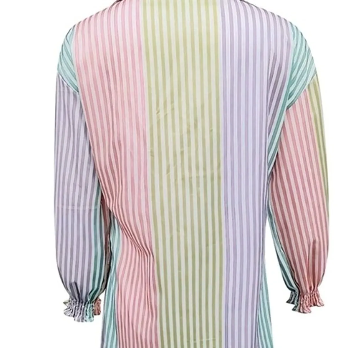 Women's Striped V-Neck Shirt Top-Size L