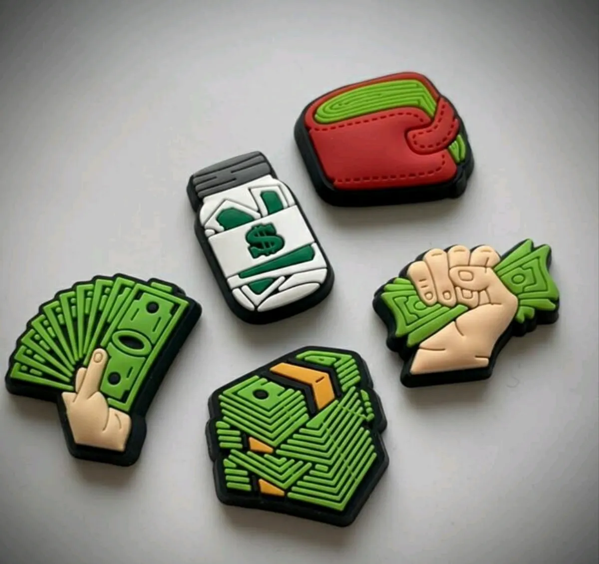 20PCS Wealth Theme Dollar Sign Cash Stack Shoe Charms Clog Decoration