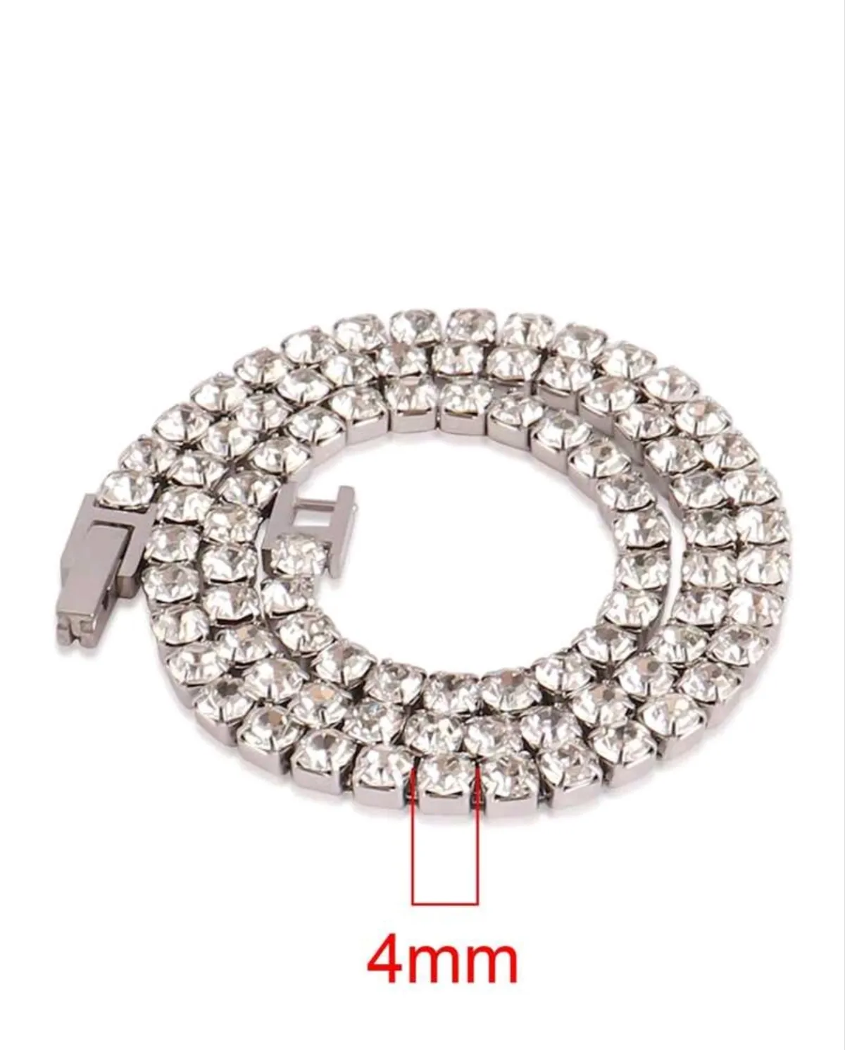 1PC 4mm Stainless Steel Tennis Chain Necklace, Men's  And Women's Jewelry Diamond  Necklace