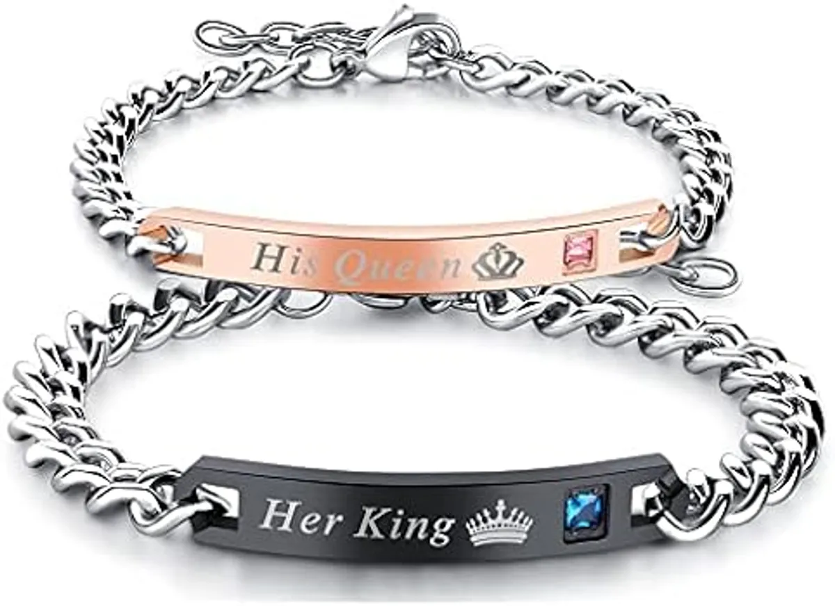 Stainless Steel Couple's Bracelet Set