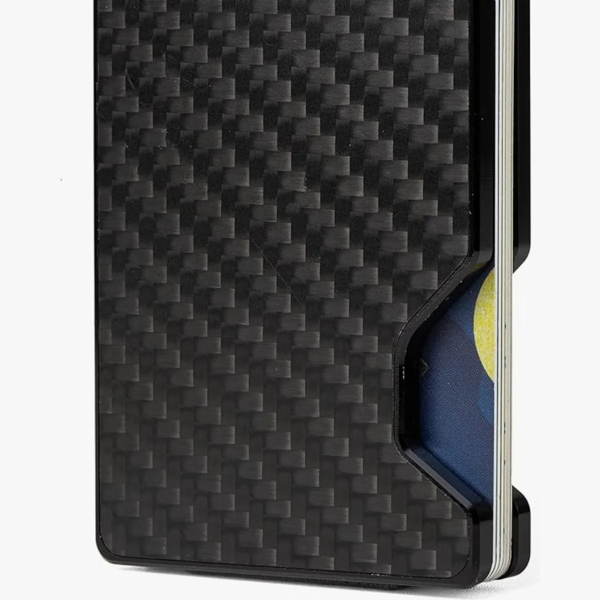 Slim Wallet for Men, RFID Blocking Minimalist Metal Wallet, Aluminum, Matte Carbon Fiber