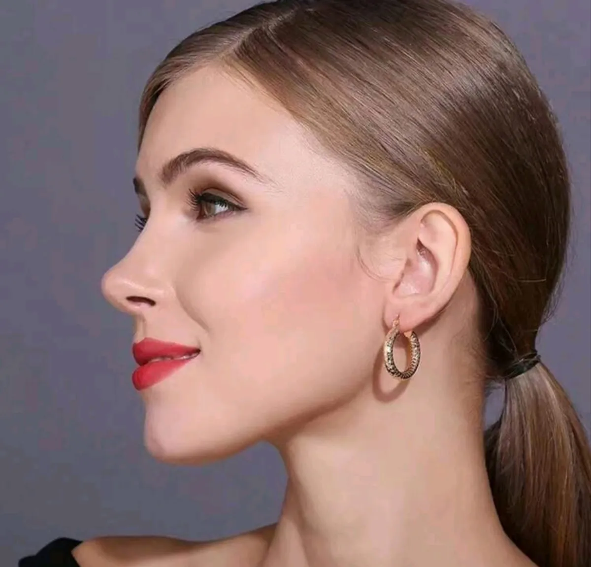 1Pair Fashionable Circle Earrings With Gold-Plating And Anti-Fading Coating