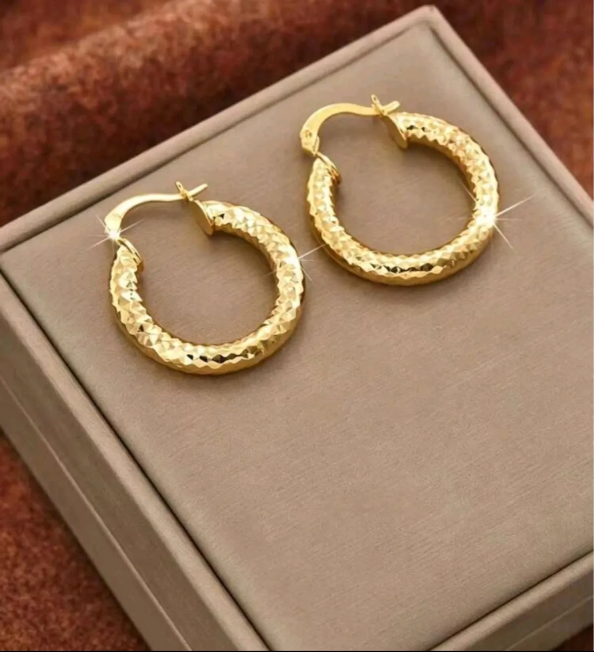 1Pair Fashionable Circle Earrings With Gold-Plating And Anti-Fading Coating