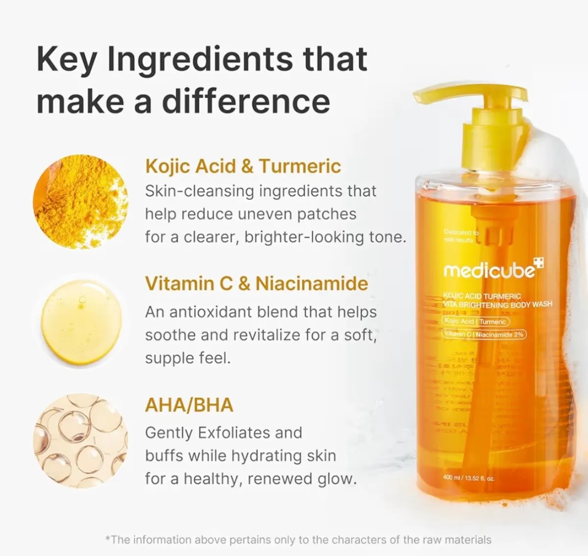 Medicube Kojic Acid Turmeric Brightening Body Wash, 13.52 fl oz