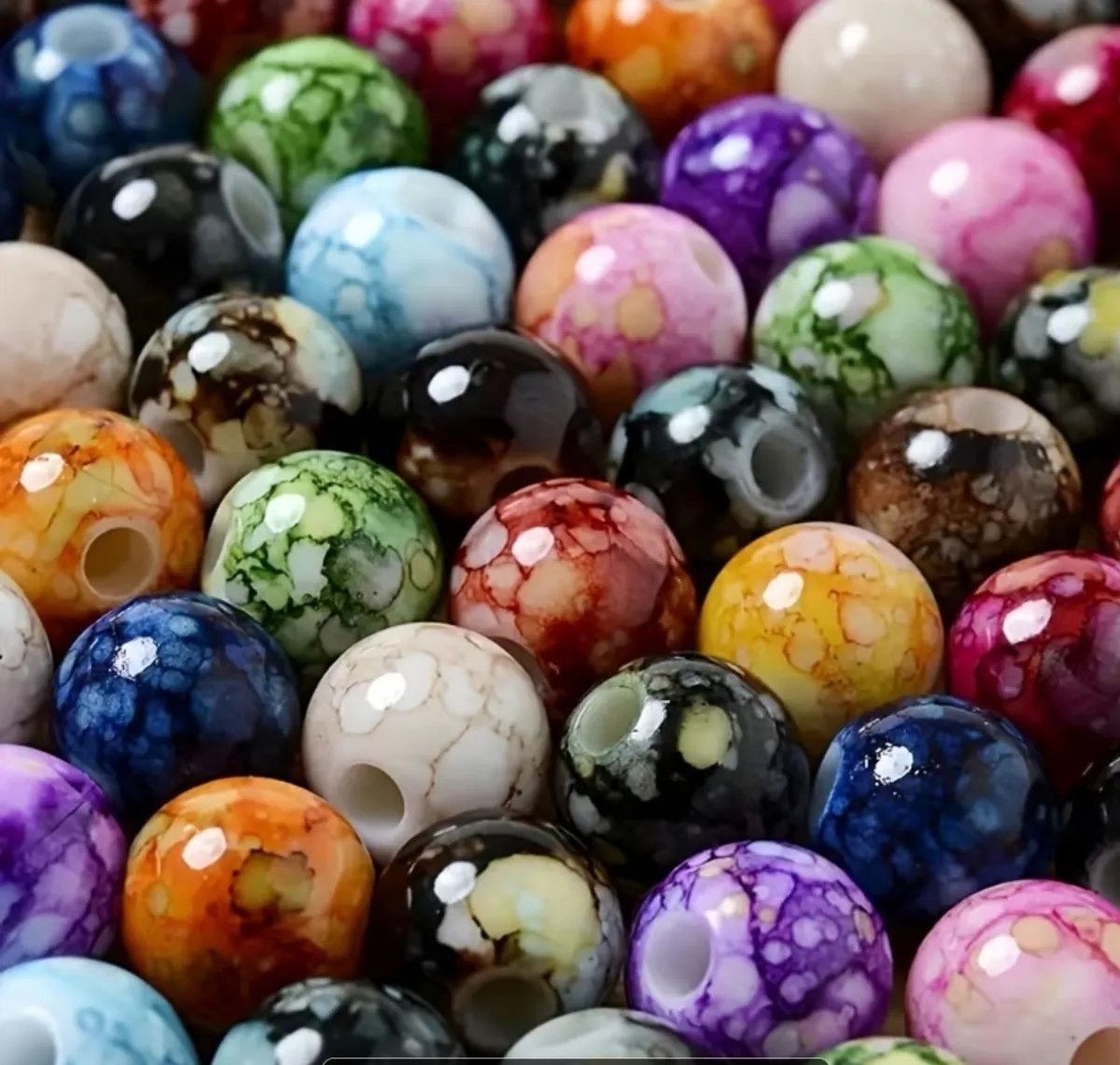 8MM Acrylic Beads With Crack Patterns, Mixed Random Colors, Suitable For Making Jewelry Like Bracelets And Necklaces