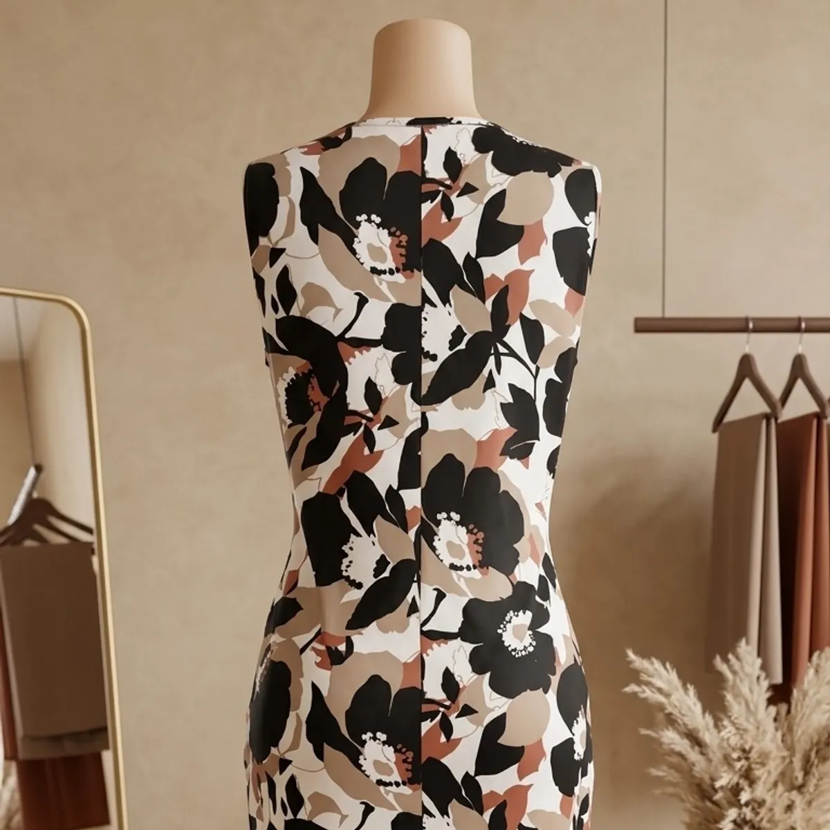 Women's Floral Sleeveless Midi Dress-Size XL