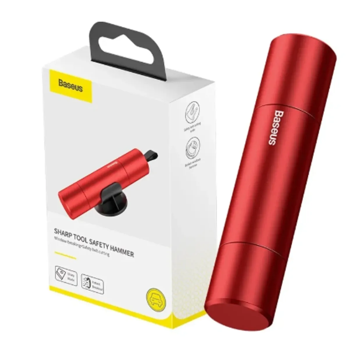 Baseus emergency window breaker and seatbelt cutter, RED