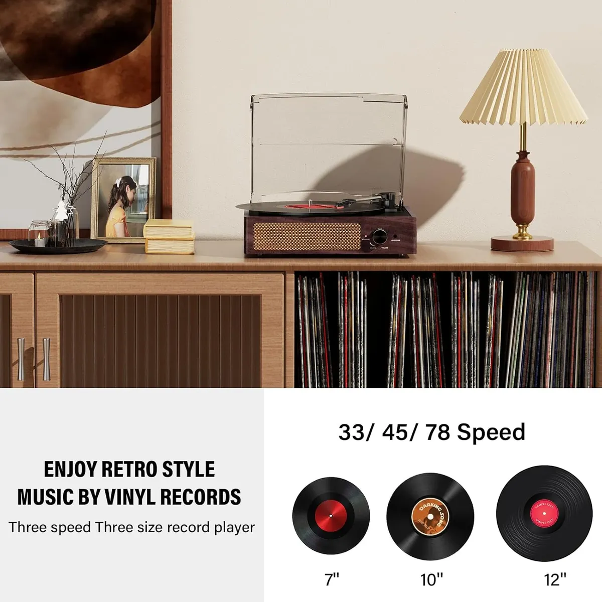 Cotsoco Bluetooth Belt Drive Turntable with Headphone  Bronze