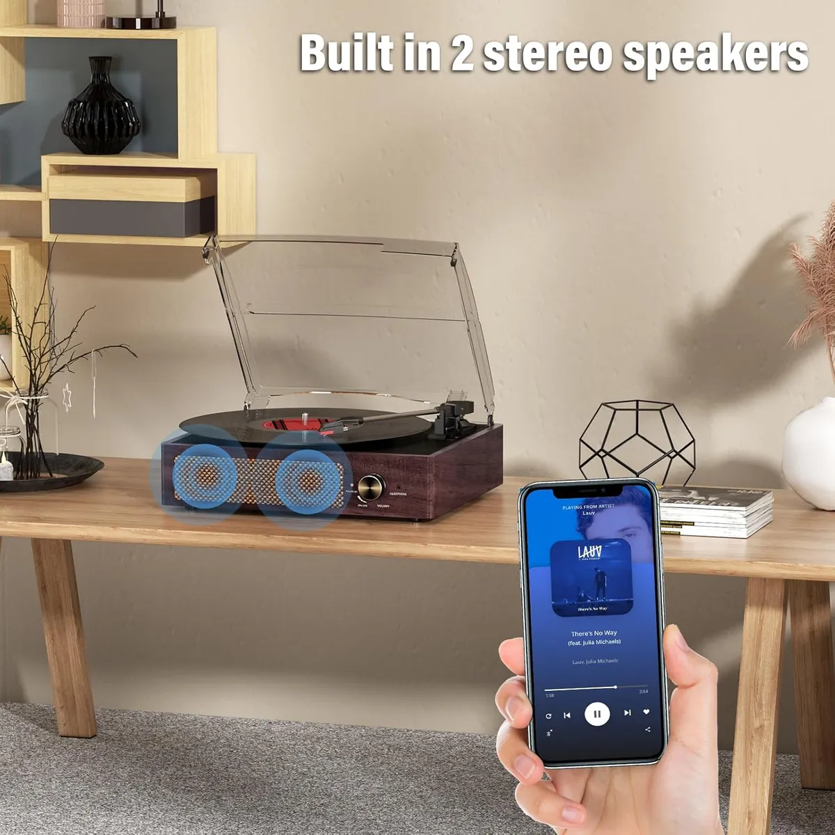 Cotsoco Bluetooth Belt Drive Turntable with Headphone  Bronze