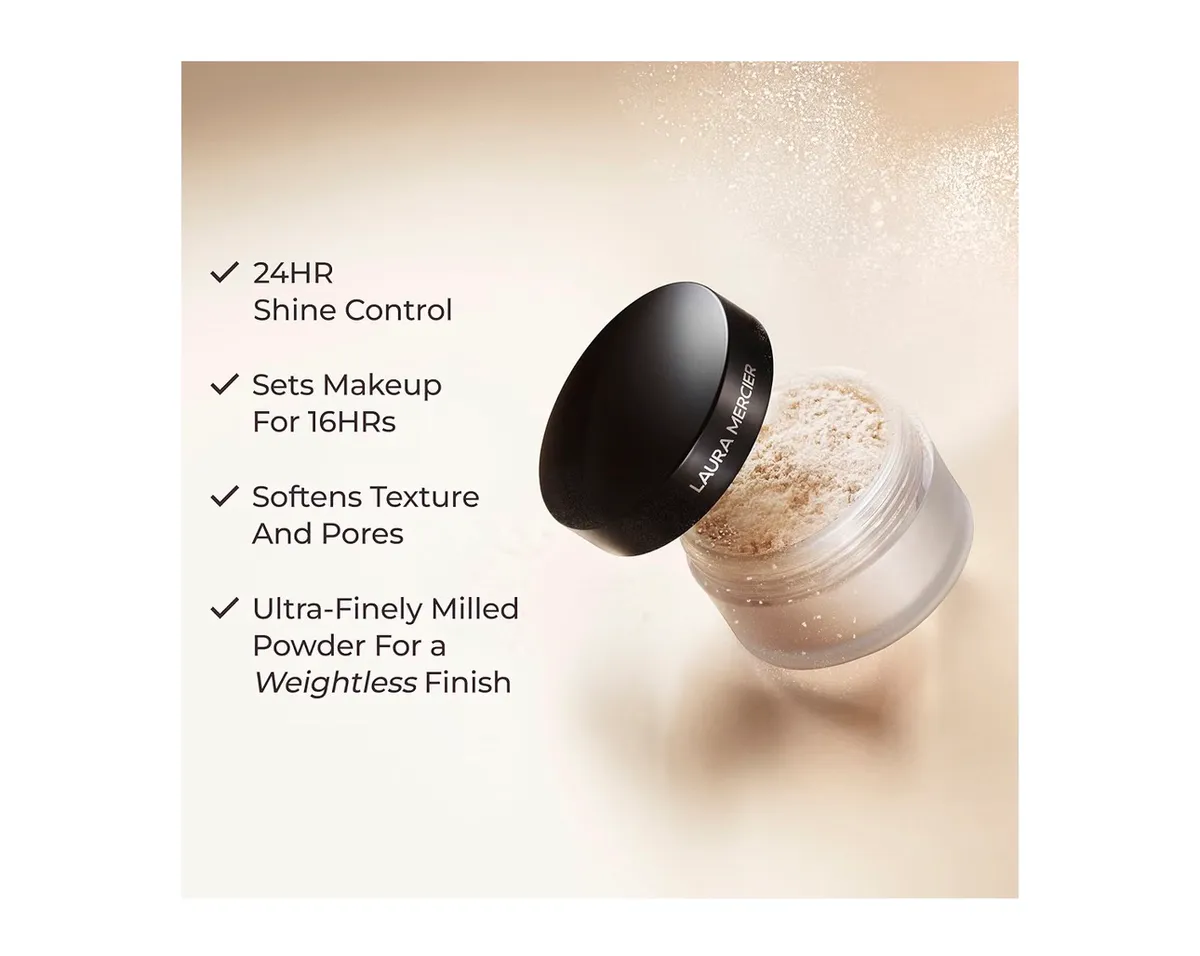 Laura Mercier Translucent Loose Setting Powder, 24HR Shine Control, Soft Matte Finish, Long-Lasting Wear, Normal to Oily Skin
