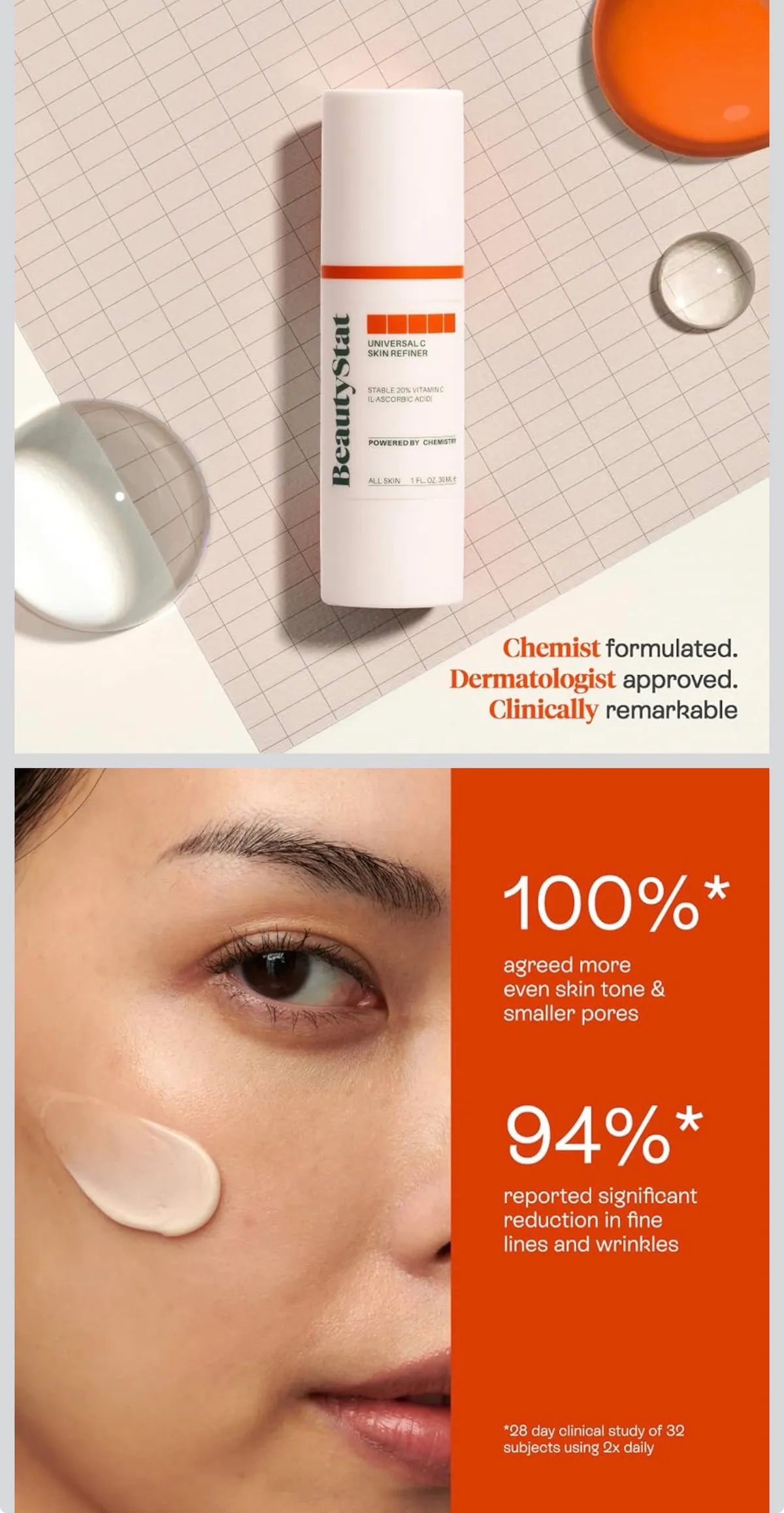 BeautyStat Vitamin C Facial Serum w/Peptides, 20% Universal C Skin Refiner