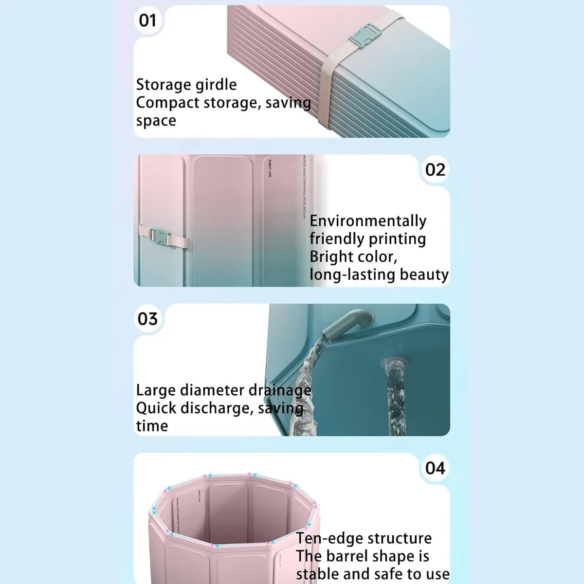 Easy Storage Tub, Foldable Thermal Bathtub