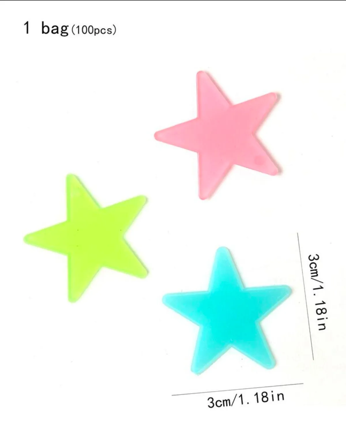 100pcs/pack Night Glow Stickers With Star Shaped Design