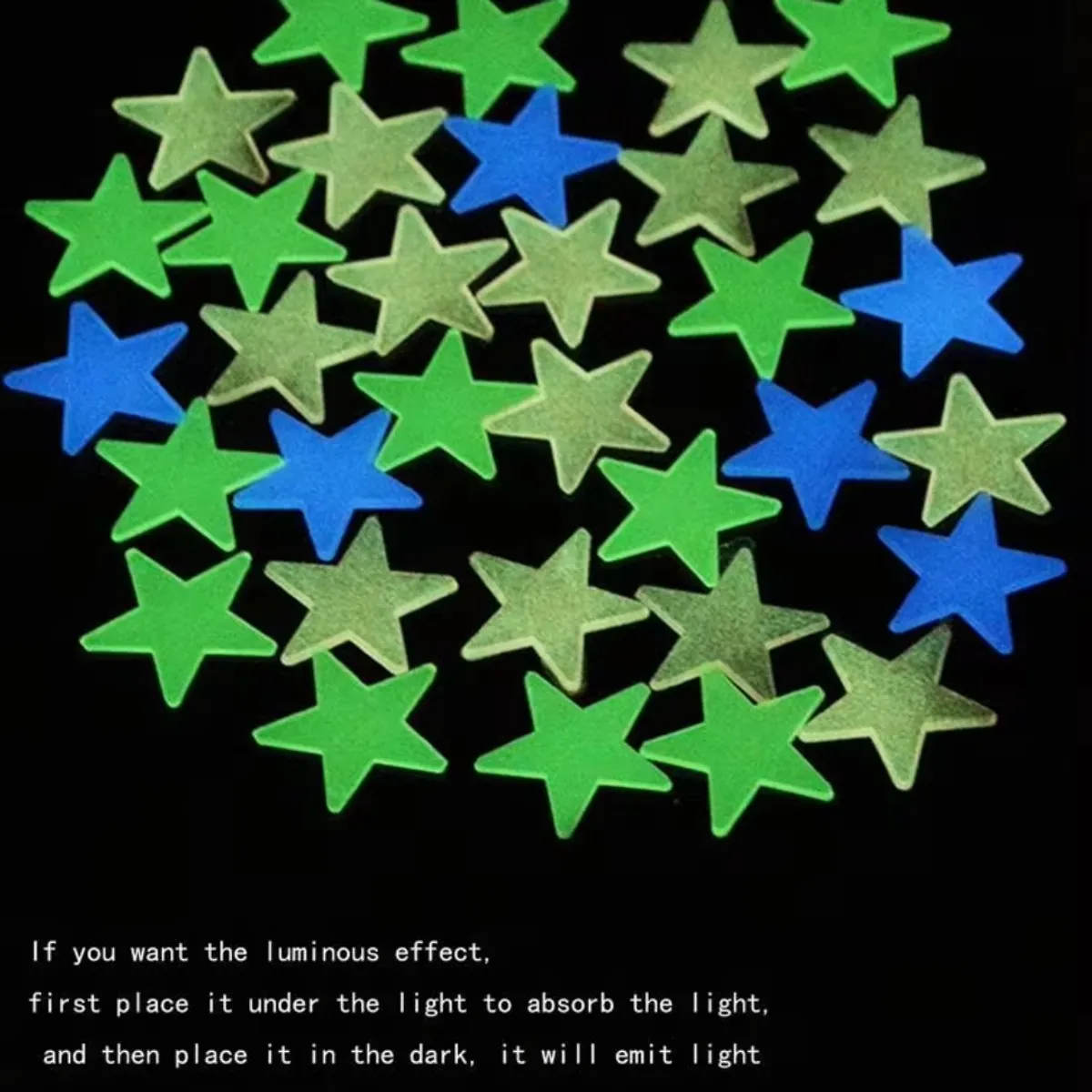 100pcs/pack Night Glow Stickers With Star Shaped Design