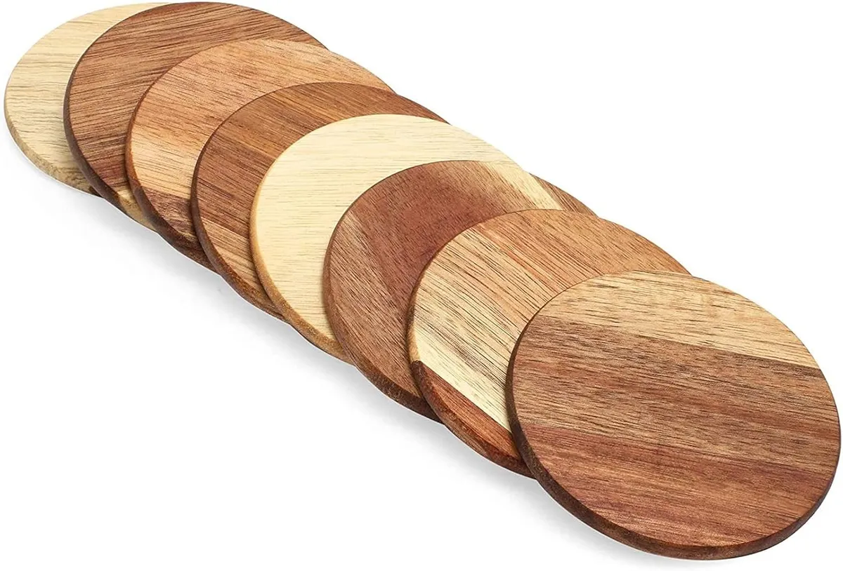 Coaster, Round Wood, Brown, 4 in