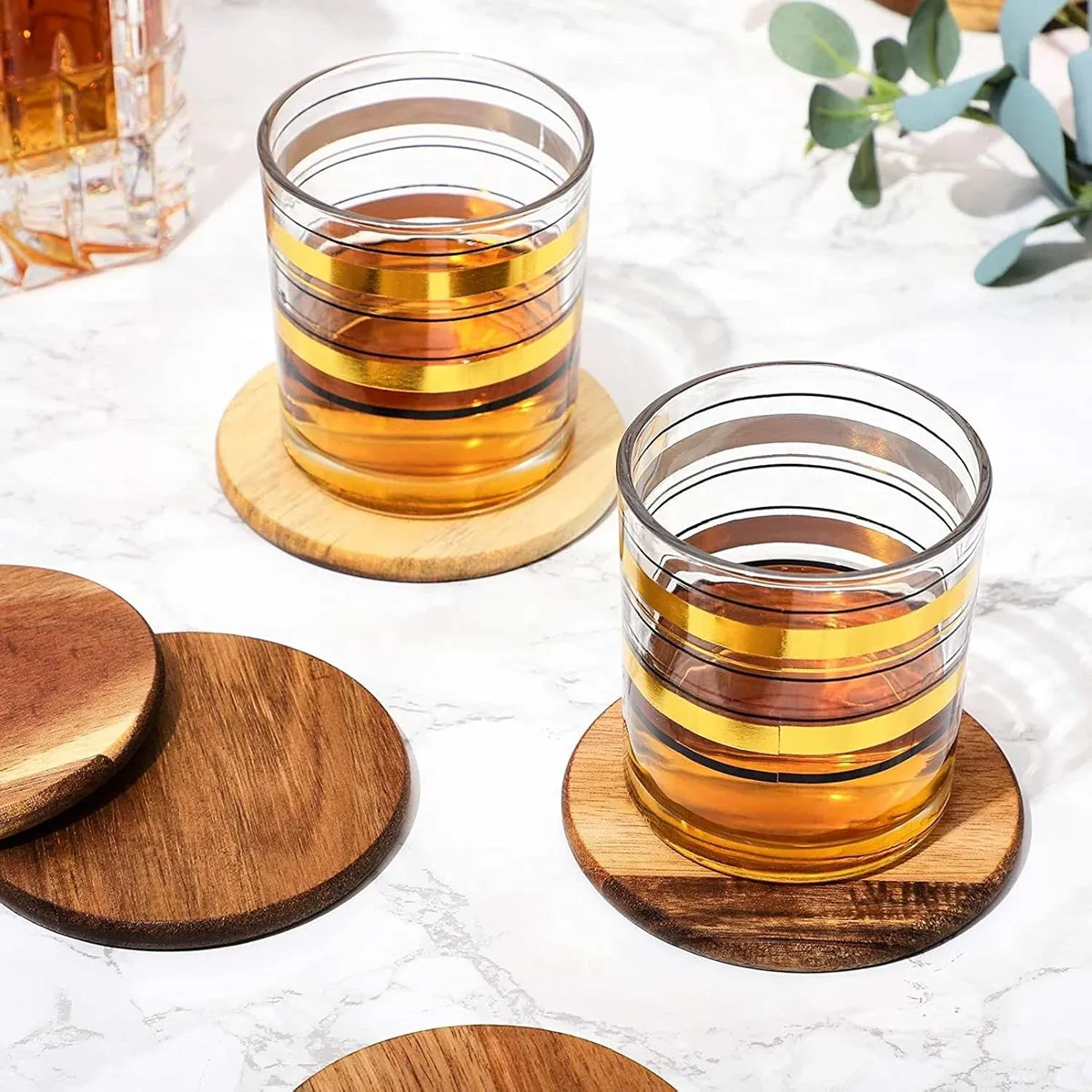 Coaster, Round Wood, Brown, 4 in