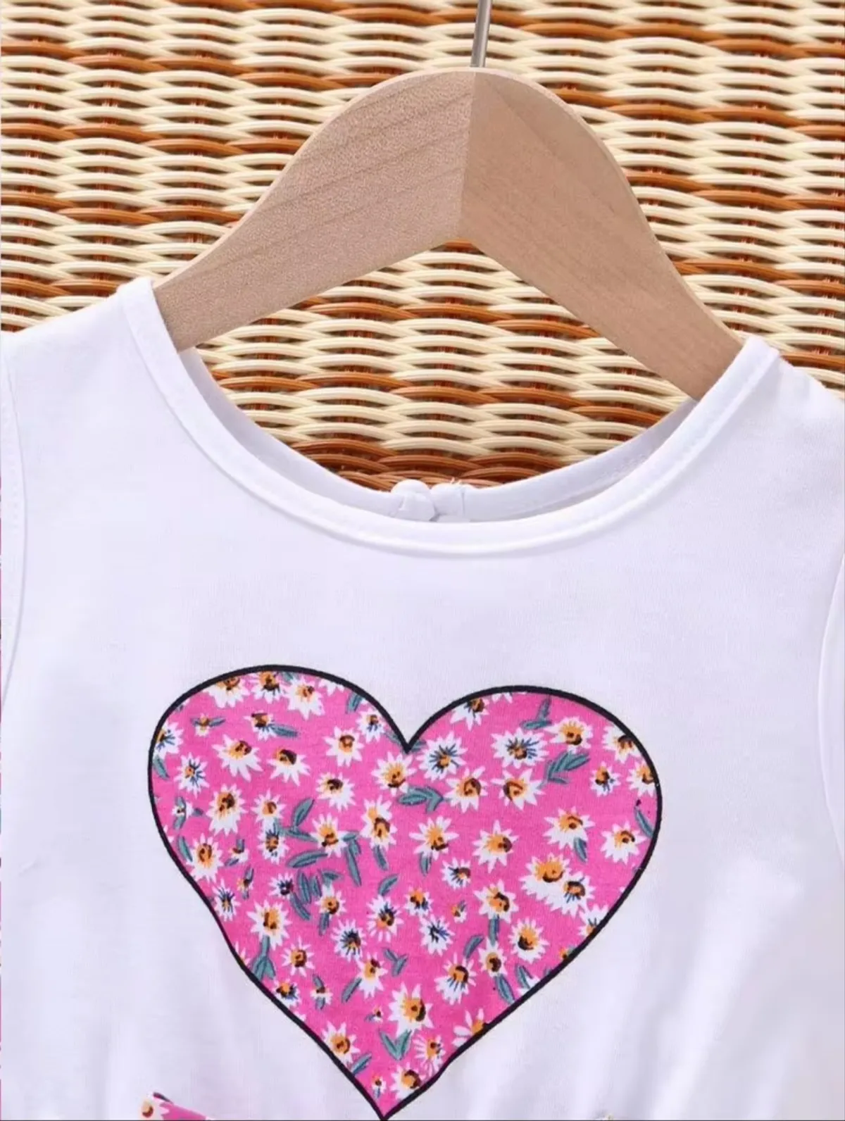 Young Girl Ditsy Floral & Heart Print Belted Romper- Size 6Y
