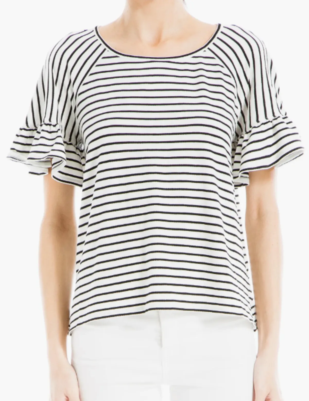 Stripe Flutter Sleeve Top