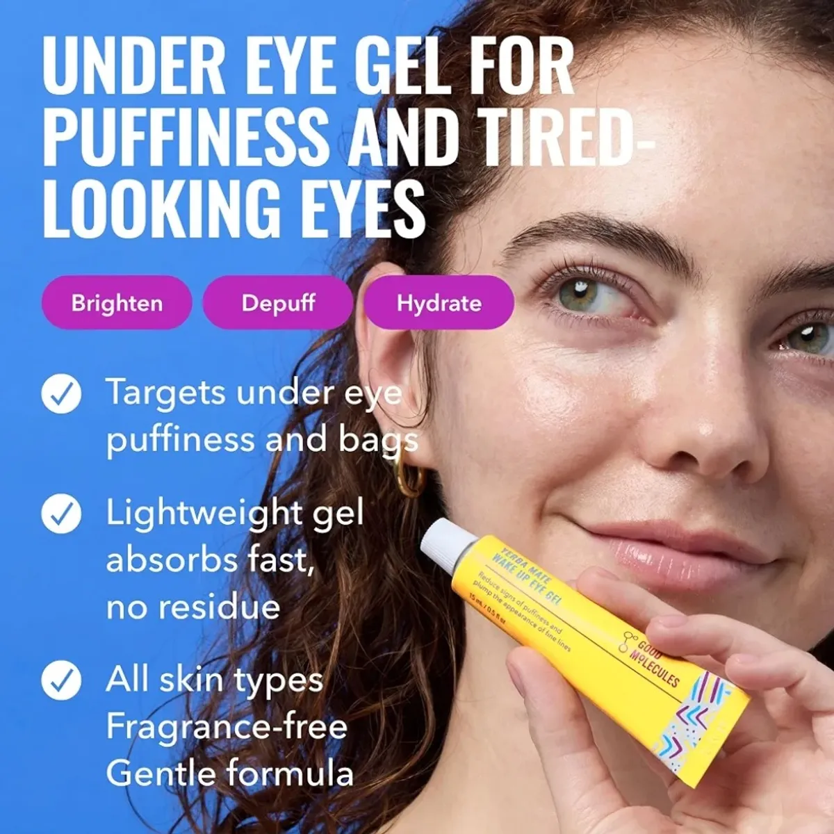 Good Molecules Yerba Mate Wake Up Eye Gel, Caffeine Under Eye Cream, 15 ml