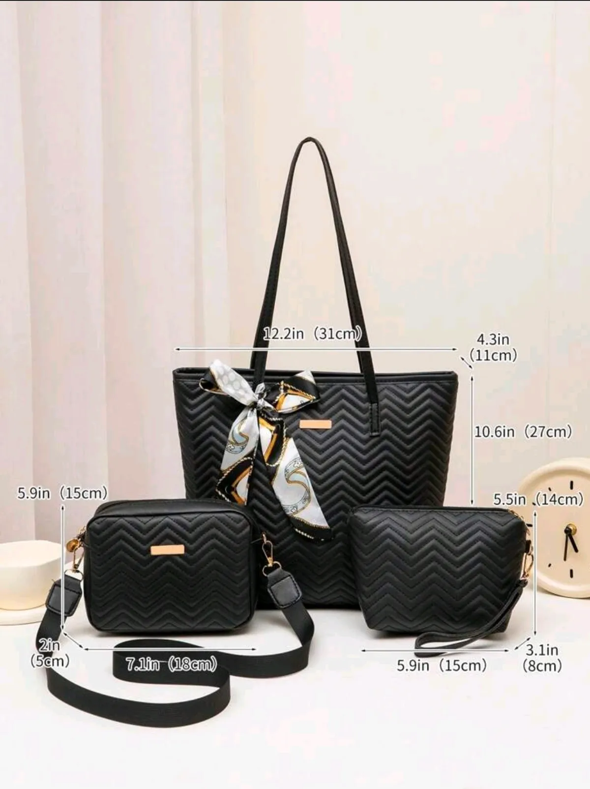3pcs/Set Includes Cross-Body Bag, Silk Scarf, And Coin Purse