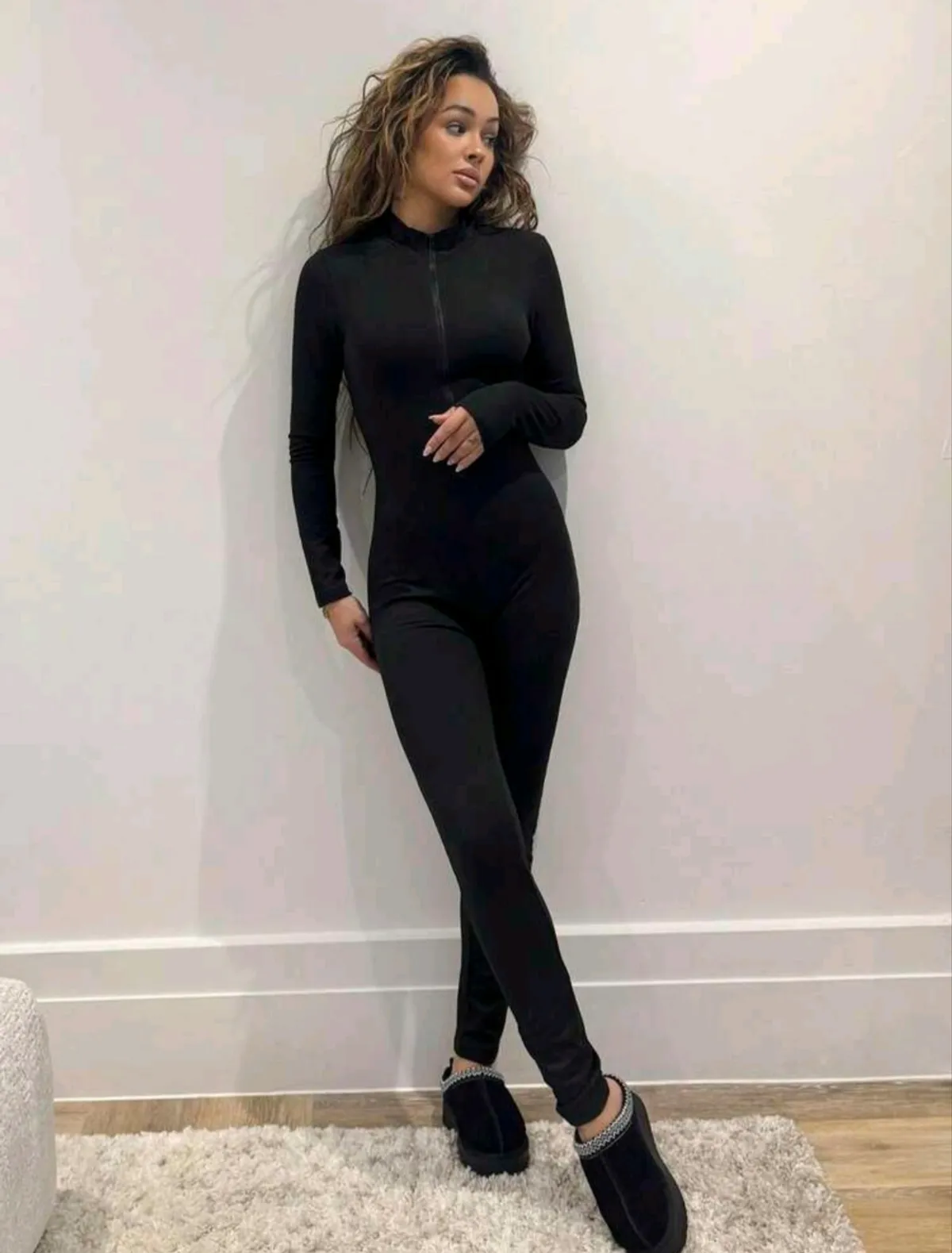 Stand Collar Half-Zipper Tight Jumpsuit Fall Cloth For Women ,Petite Women - Size M