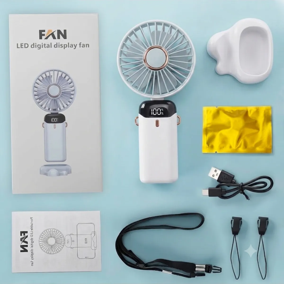 Hand Held Fan, Portable USB Rechargeable Fans with 5 Speeds