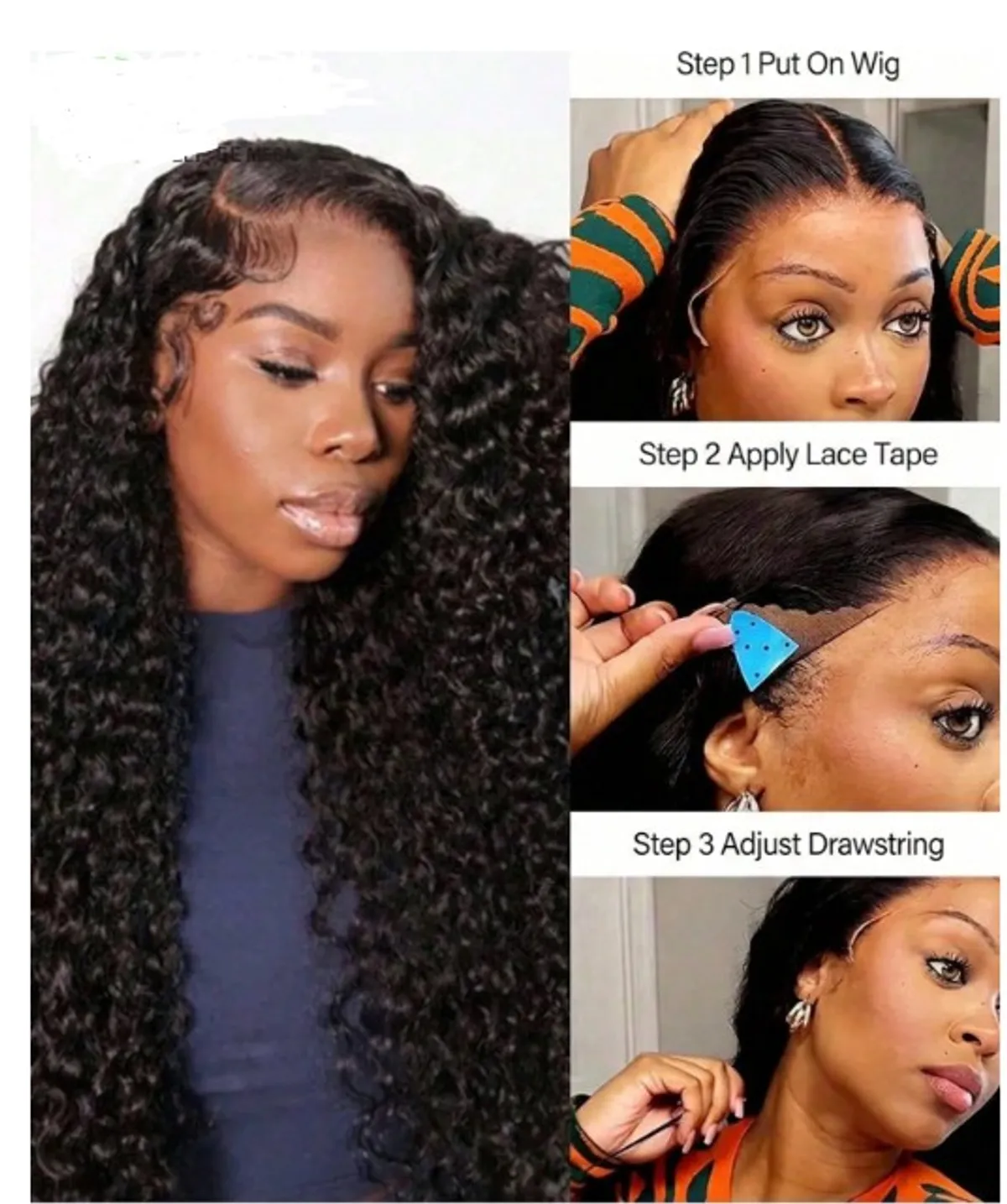 Burmese Curl, Pre-plucked, Pre-cut, coil ends, drawstring