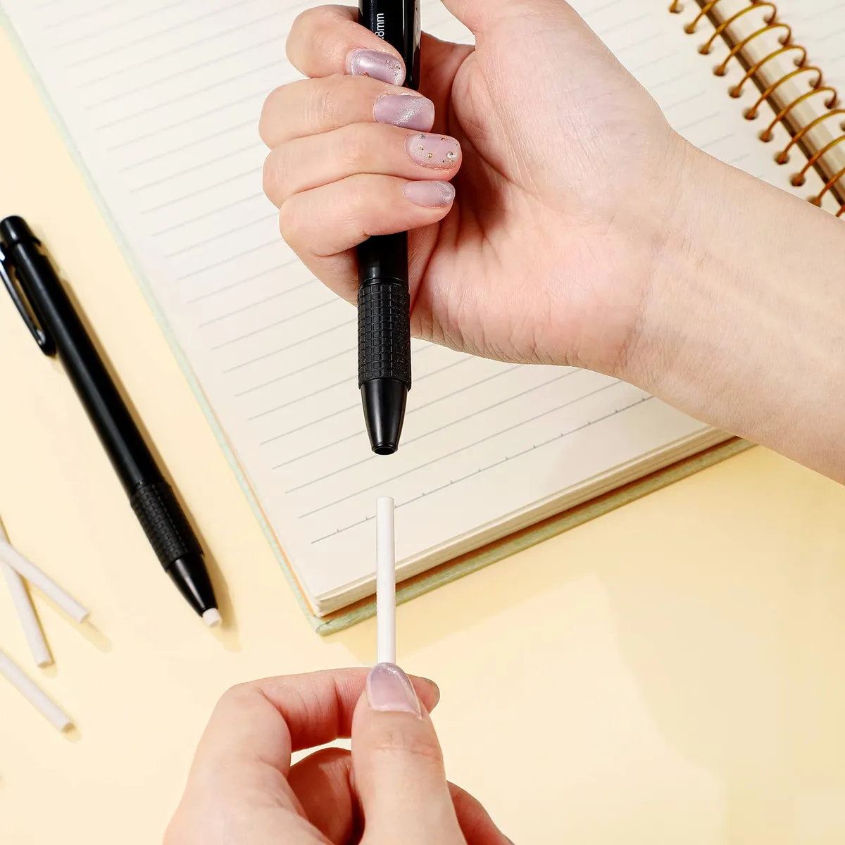 2 Pack STL Specific Fine Arts and Design 3.8mm Retractable Eraser Pens with 12 Refills