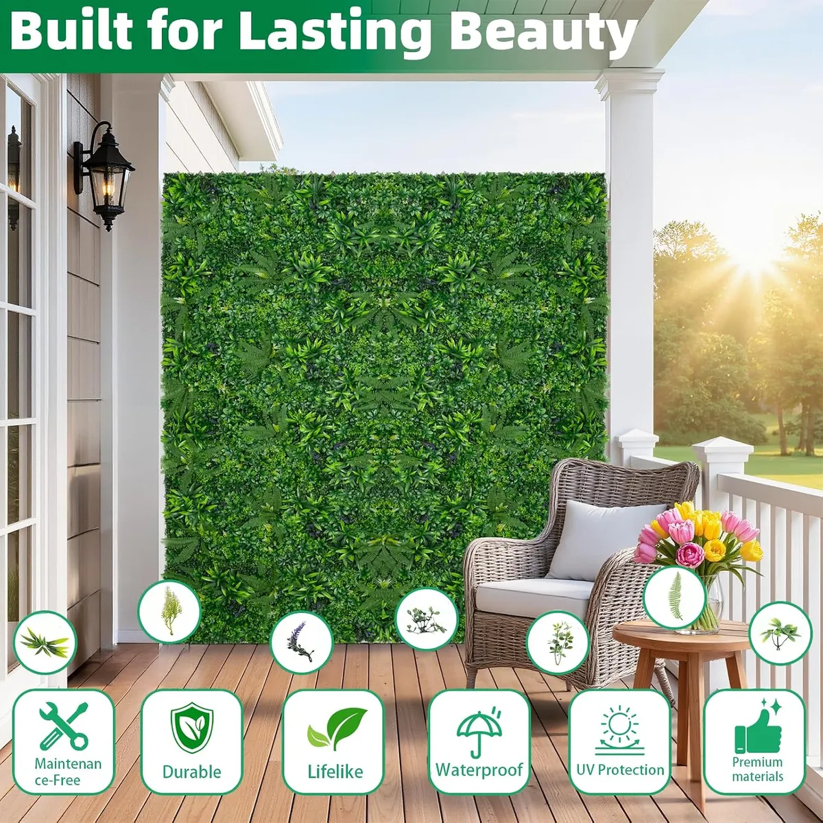 6-Pack Artificial Boxwood Hedge Panels, 20x20 Inch UV-Resistant Fake Grass Wall, Privacy Screen for Patio, Garden, Fence, Indoor Outdoor Decor