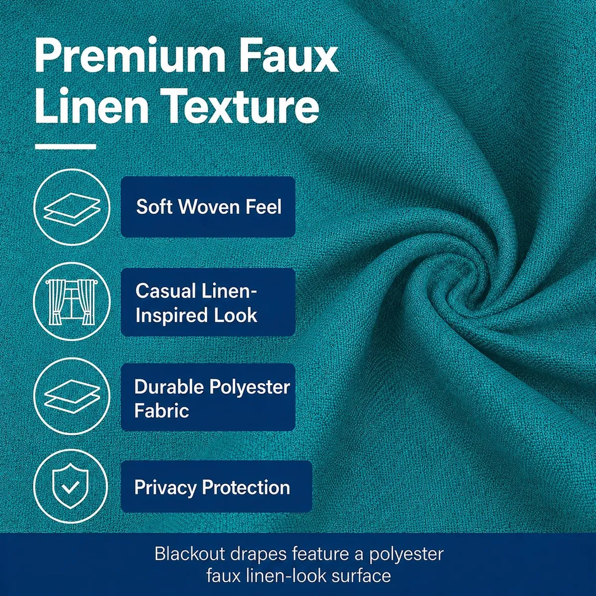 4-Piece Sapphire Blackout Curtain Set with Sheers, Faux Linen Textured Drapes, 100% Light Blocking Window Panels, Grommet Top, 54x95 Inches