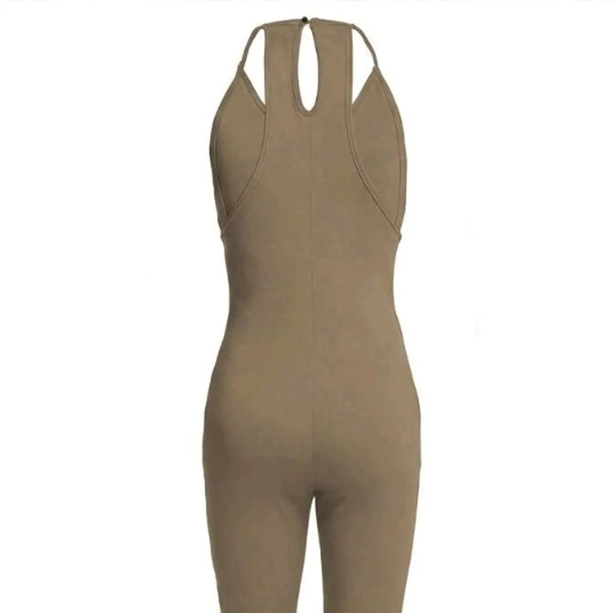 Women's  Brown Sleeveless Jumpsuit-Size L