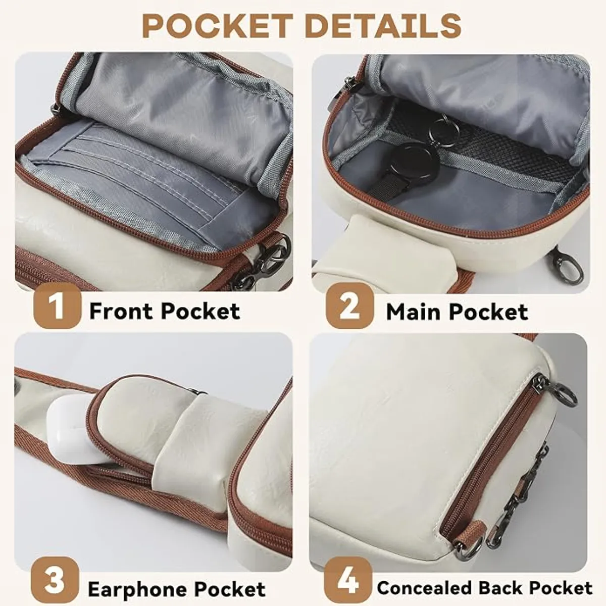Anti-Theft Crossbody Sling Bag for Women, RFID Blocking Vegan Leather Purse with Locking Zippers, Water Resistant Travel Shoulder Bag, Multiple Pockets