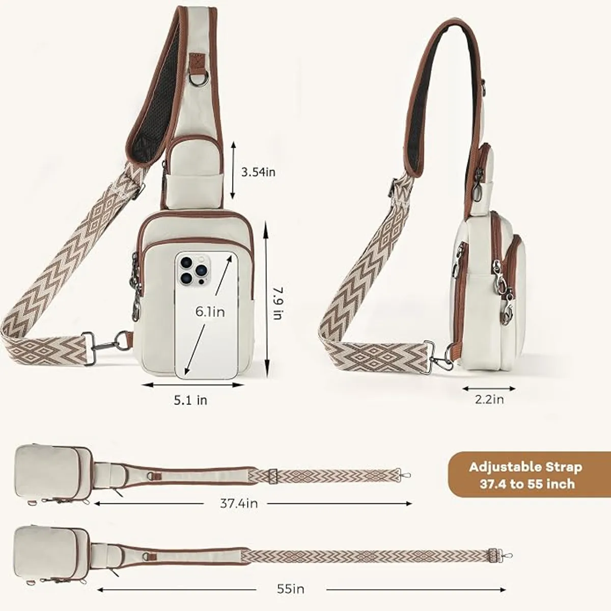 Anti-Theft Crossbody Sling Bag for Women, RFID Blocking Vegan Leather Purse with Locking Zippers, Water Resistant Travel Shoulder Bag, Multiple Pockets