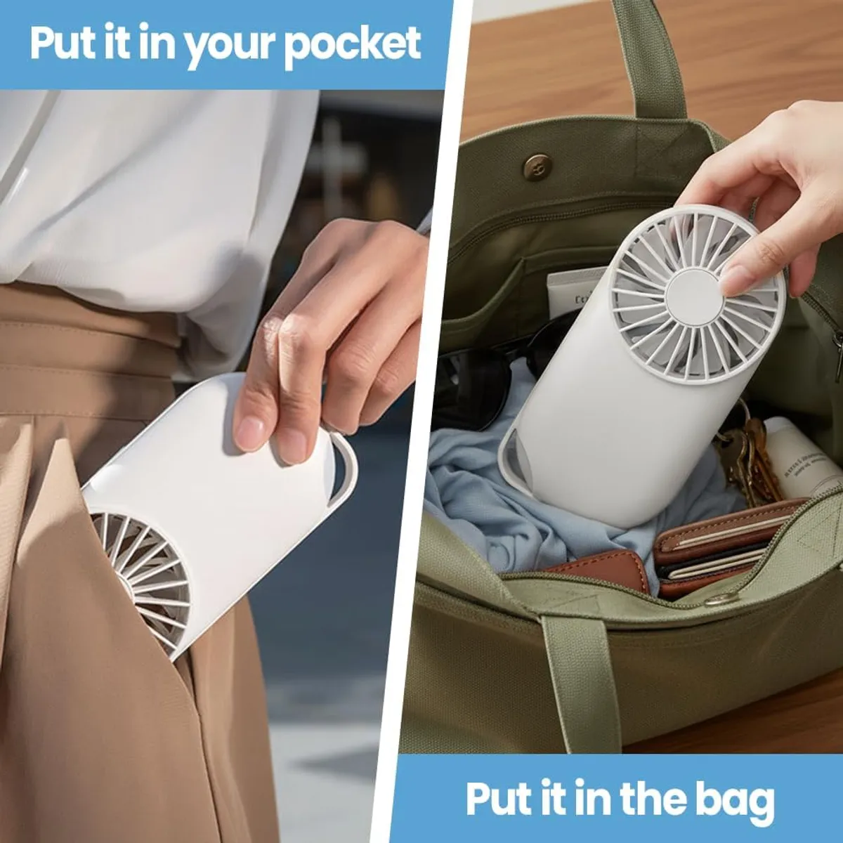 Rechargeable USB Handheld Fan, 4-Speed Portable Mini Fan with Stand, 1200mAh Battery, Night Light, Personal Cooling for Travel, Office, Bedroom, Outdoor