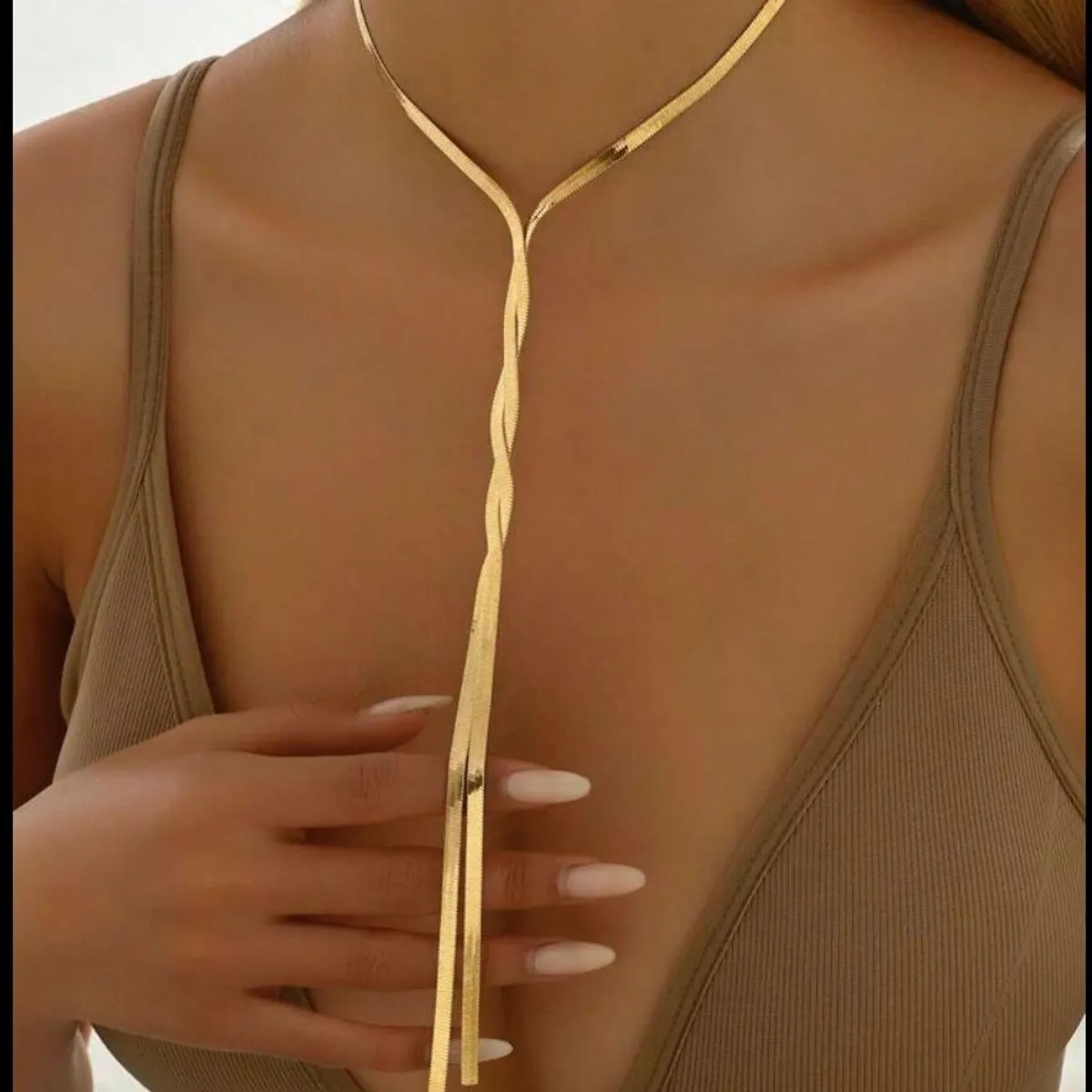 1pc Punk Style Gold Metal Chain Necklace, Women's Fashion Accessory.