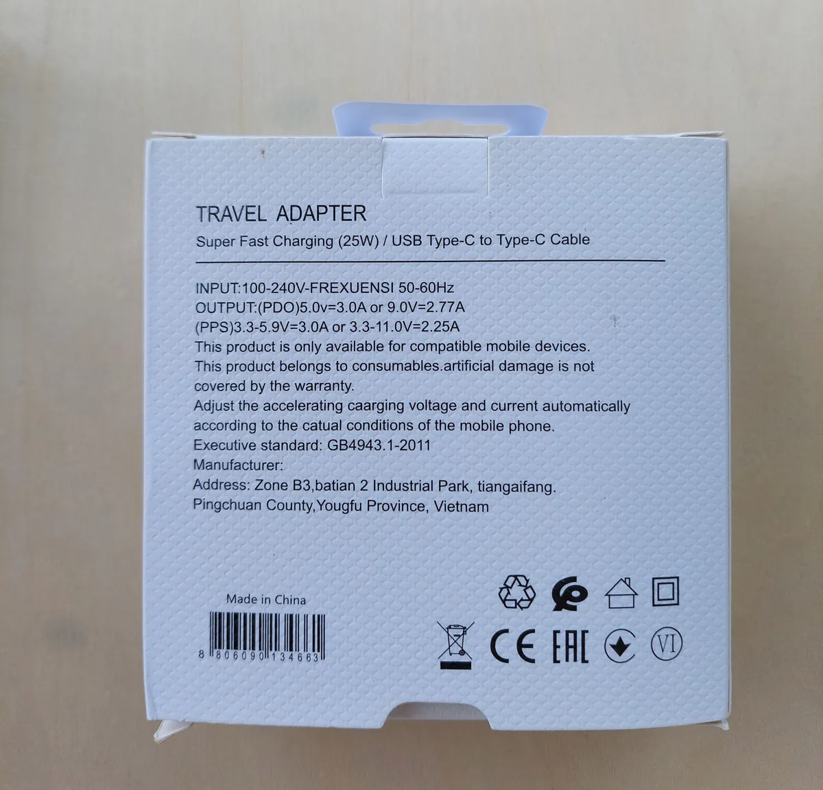 25W Super Fast Charging Travel Adapter Combo (USB Type-C to Type-C Cable Included)
