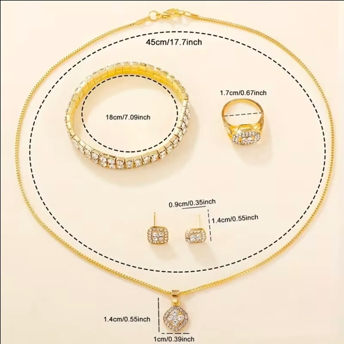 Glamorous 6pcs Women's Quartz Watch & Jewelry Set