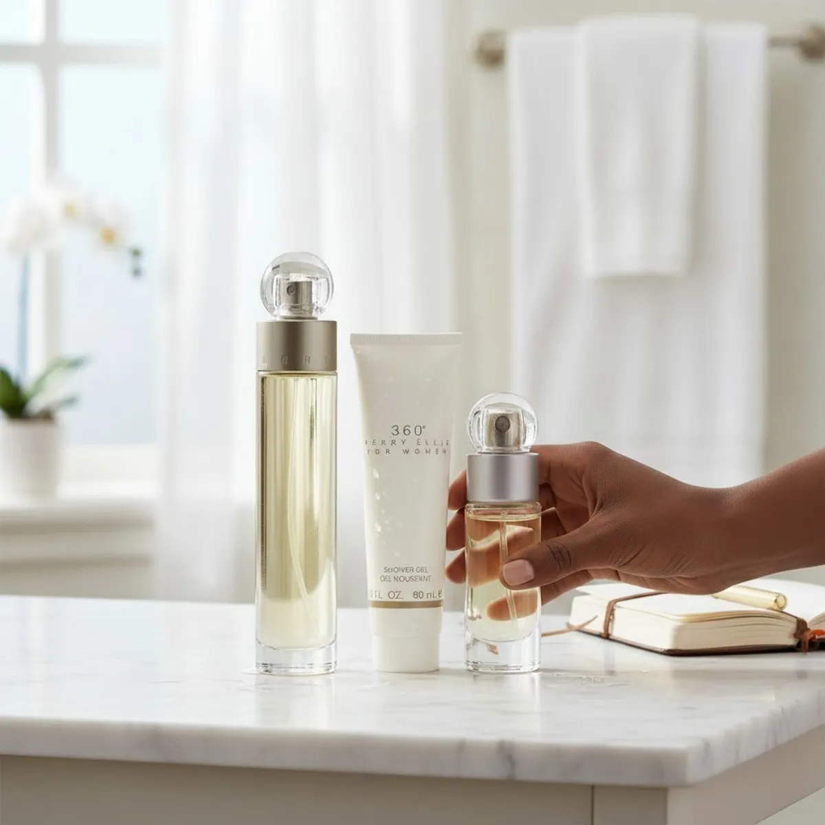 360° Perry Ellis for Women 3pc Deluxe Gift Set, 3.4 oz Eau De Toilette Spray, 3 oz Shower Gel & 0.25 oz Eau De Toilette Spray