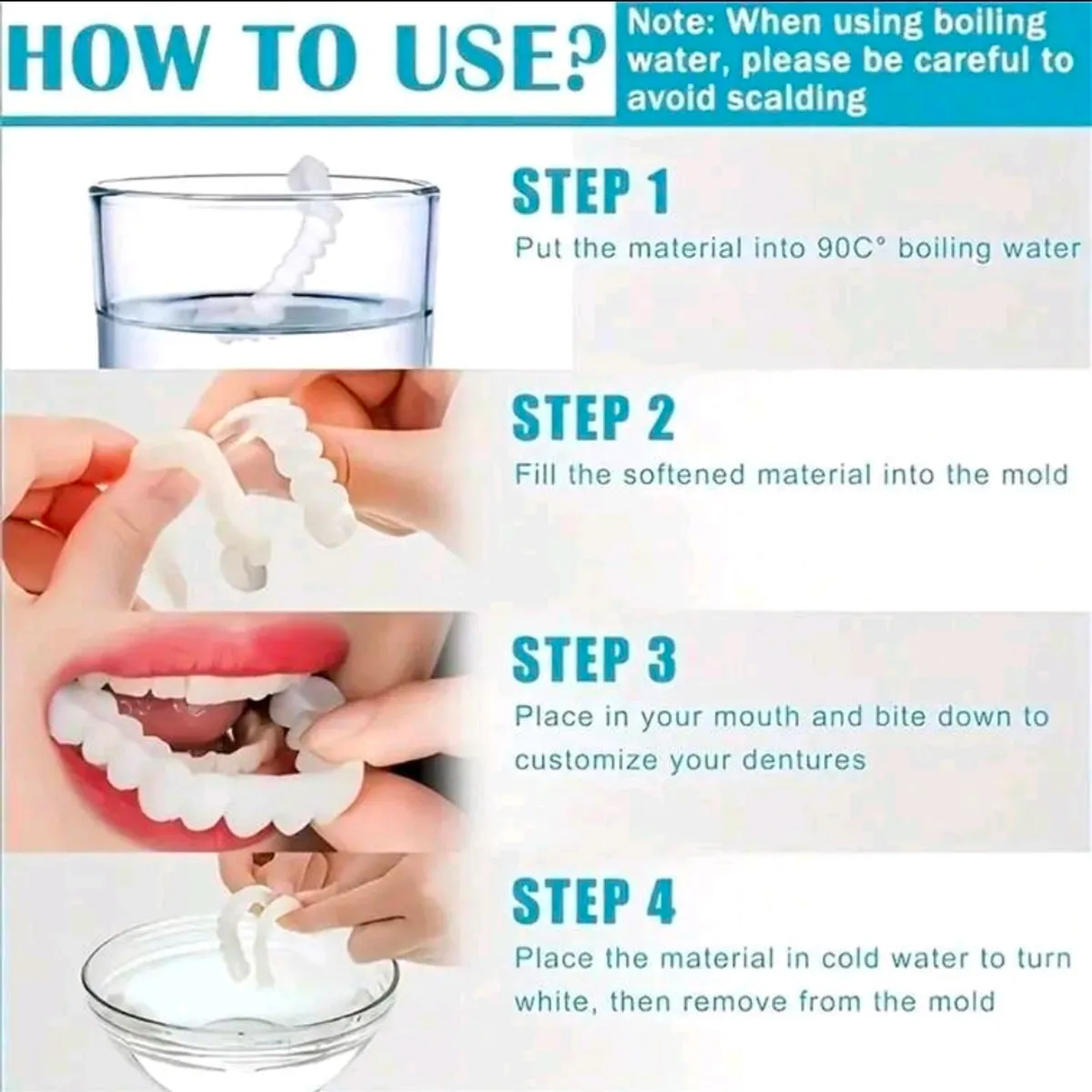 Silicone Cosmetic Smile Veneers Temporary Decorative Fake Teeth