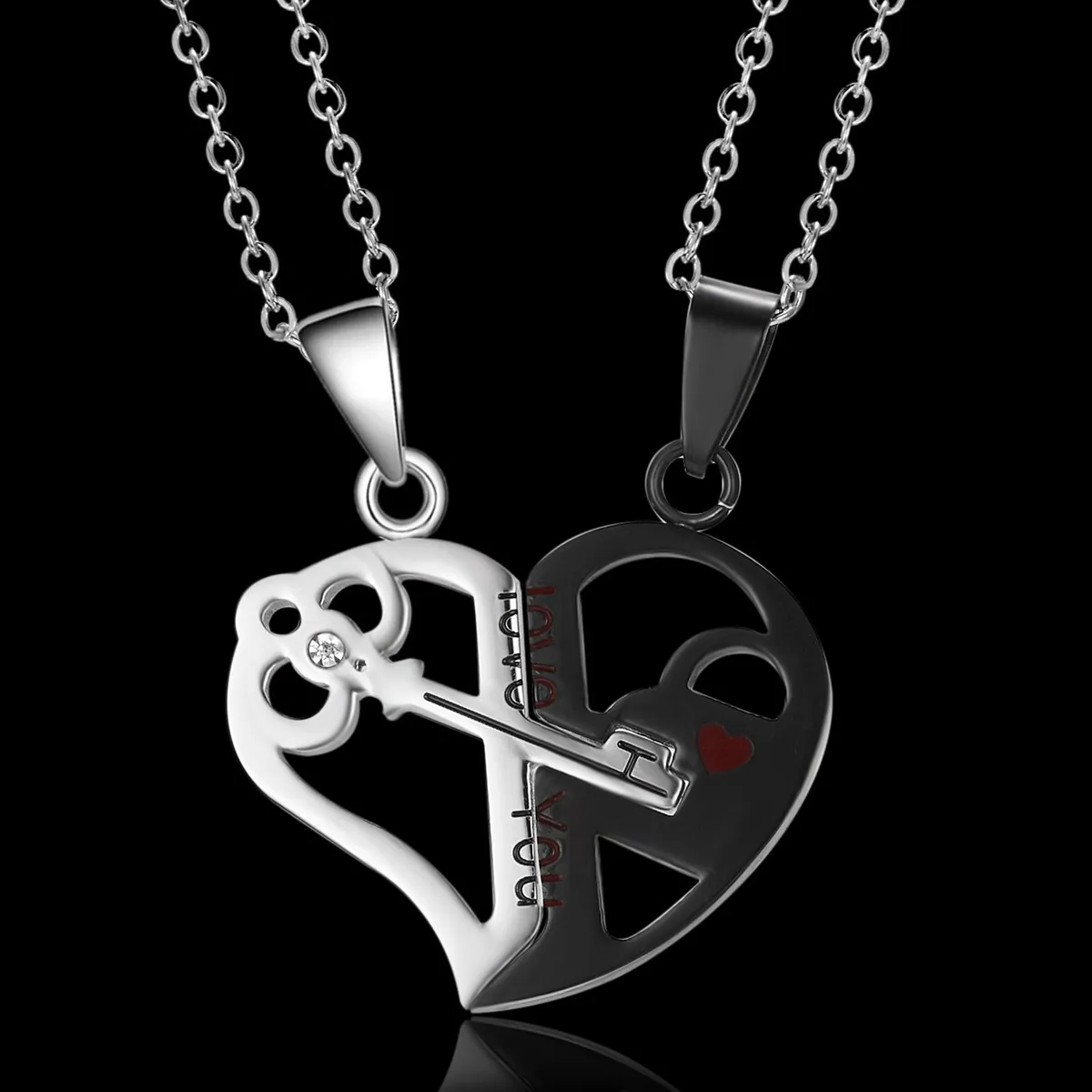 1 Pair Matching Necklace Heart Shape Creative Unisex
