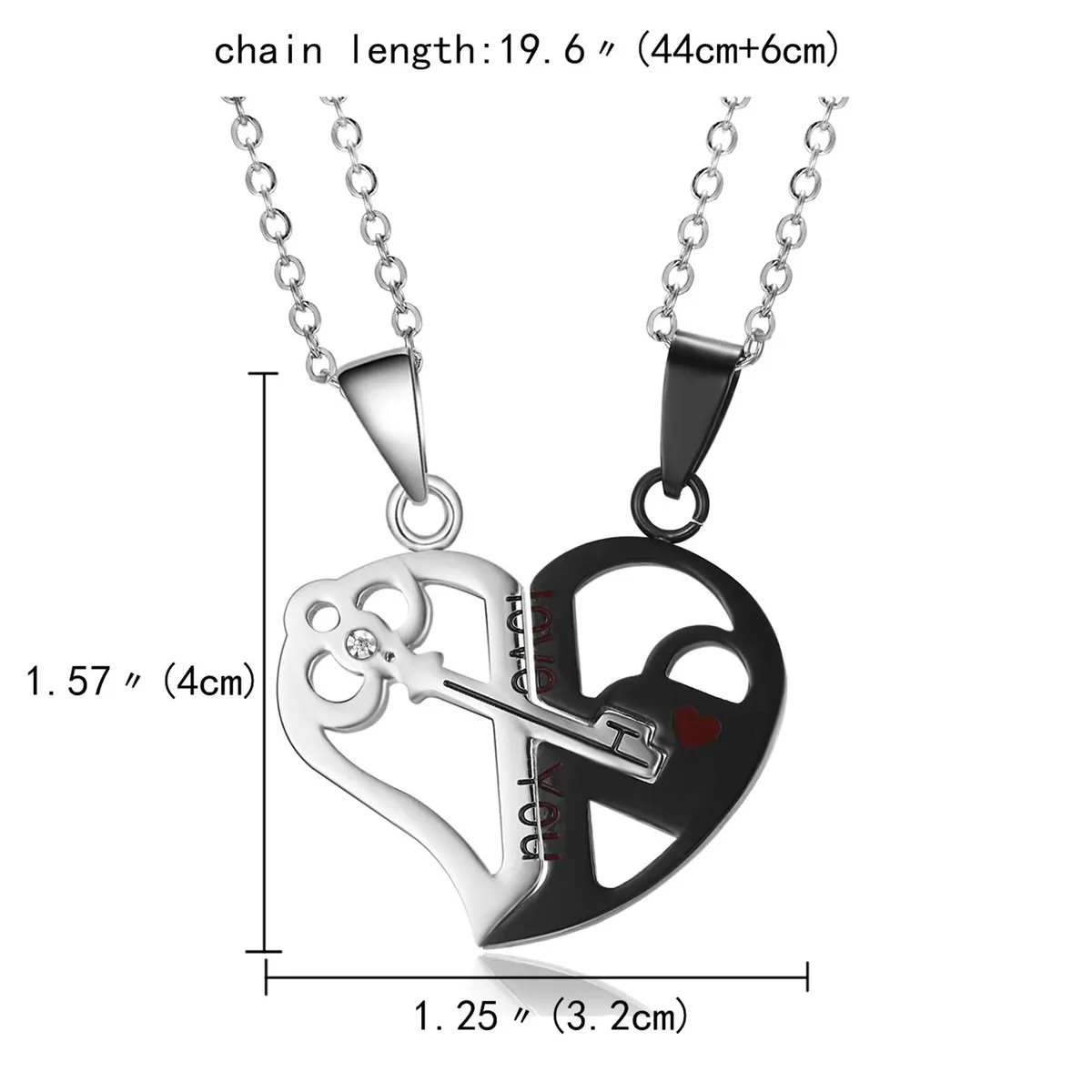 1 Pair Matching Necklace Heart Shape Creative Unisex