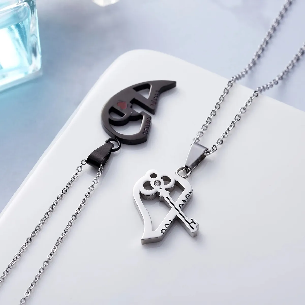 1 Pair Matching Necklace Heart Shape Creative Unisex